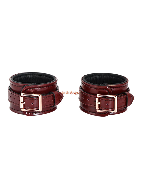 WINE RED LEATHER ANKLE CUFFS