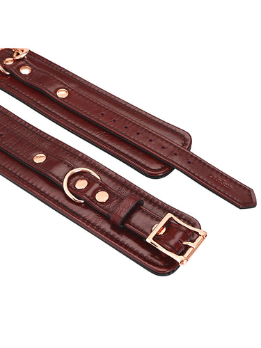 Liebe Seele Wine Red Leather Ankle Cuffs
