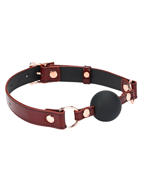 WINE RED LEATHER BALL GAG