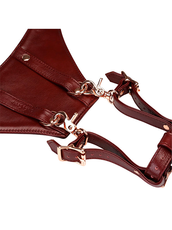 WINE RED LEATHER FORCED ORGASM BELT