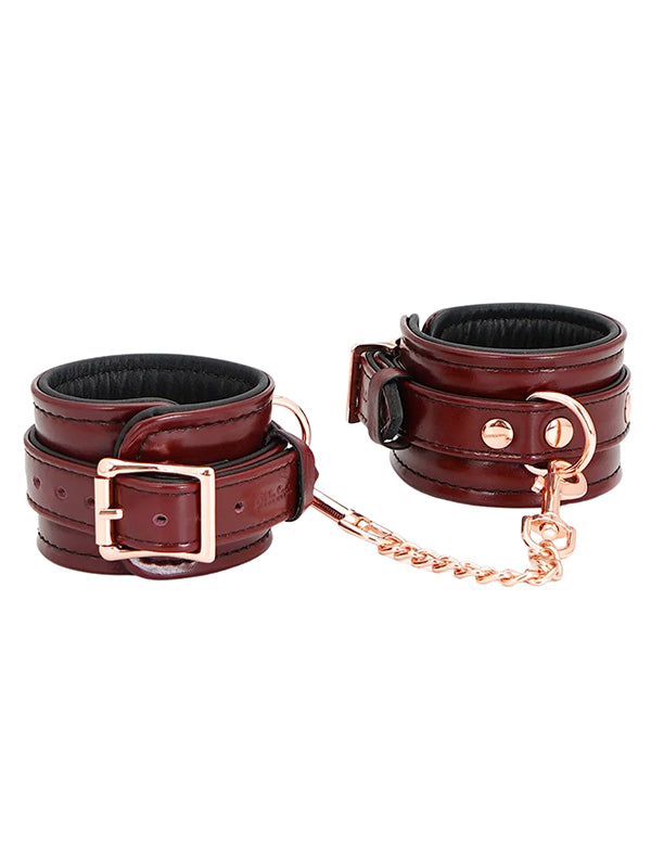 WINE RED LEATHER HANDCUFFS