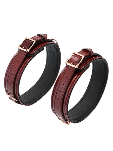Liebe Seele Wine Red Leather Thigh Cuffs