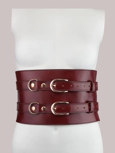 Liebe Seele Wine Red Luxury Leather Waist Cuff