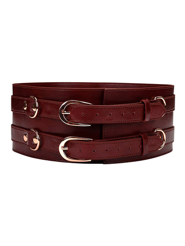Liebe Seele Wine Red Luxury Leather Waist Cuff