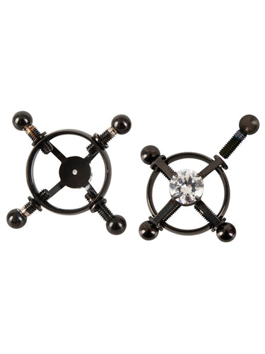 Bad Kitty Shiny Star Stainless Steel Nipple Clamps Black