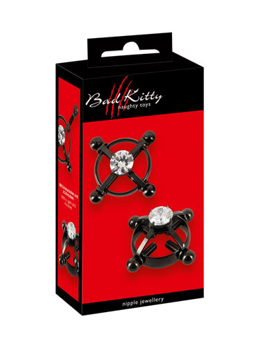 Bad Kitty Shiny Star Stainless Steel Nipple Clamps Black