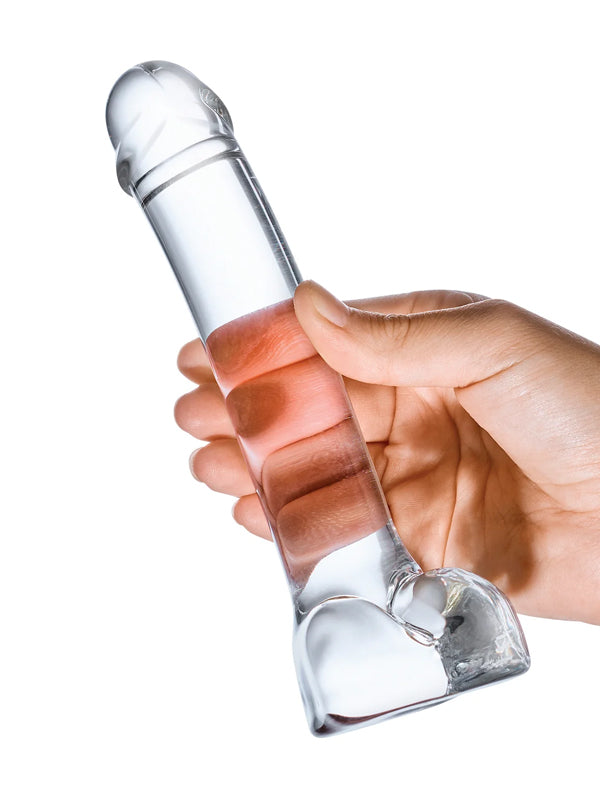 REALISTIC CURVED CLEAR GLASS G-SPOT DILDO