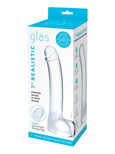 Gläs Realistic Curved Clear Glass G-Spot Dildo 17.8 cm