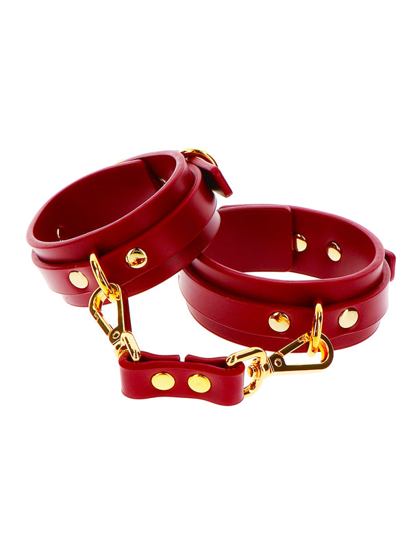 RED FAUX LEATHER ANKLE CUFFS