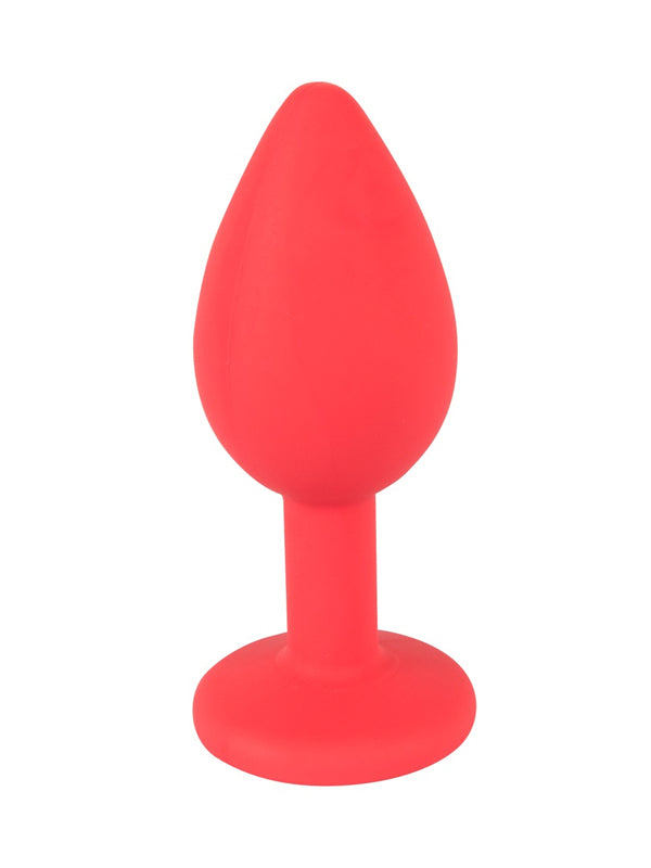 SMALL RED SILICONE JEWEL BUTT PLUG